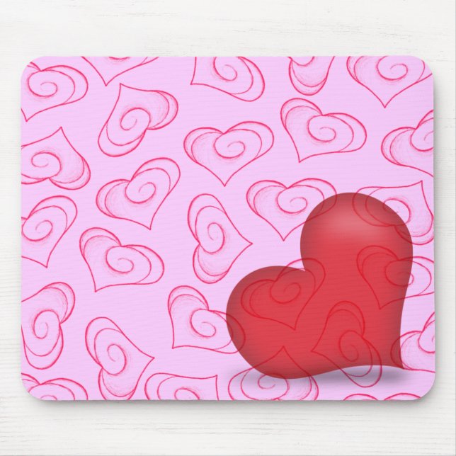 Pinky Love (Semi-Transparent Heart) Mouse Pad (Front)