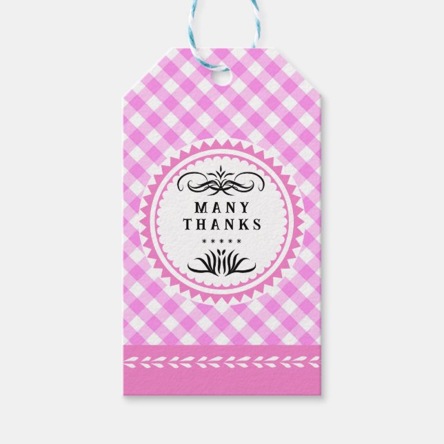 Pinky Pink Gingham Gift Tag (Front)