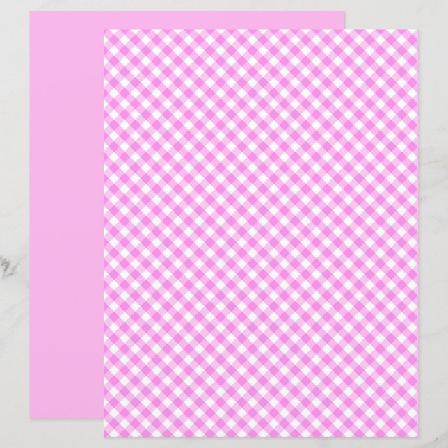 Pinky Pink Gingham Scrapbook Paper (Front/Back)