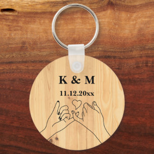Pinky Promise Custom Couple Monogram and Date Key Ring