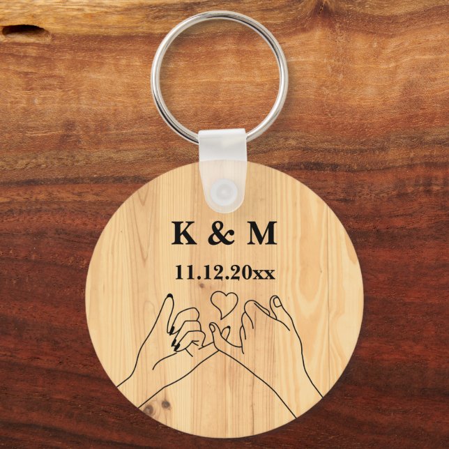 Pinky Promise Custom Couple Monogram and Date Key Ring (Back)