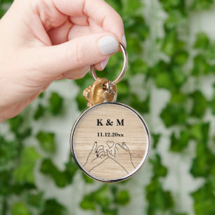 Pinky Promise Custom Couple Monogram and Date  Key Ring