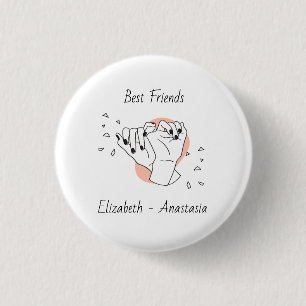Pinky Promise Illustrated Personalised Best Friend 3 Cm Round Badge
