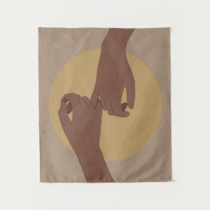 Pinky promise in boho style, african american art. tapestry