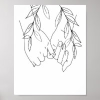 Pinky Promise Line Art with Leaves