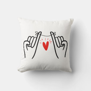 Pinky swear line art print, Hands line art Cushion