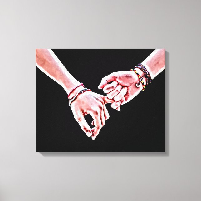 Pinky Swear Lovers hands Digital painting Canvas Print (Front)