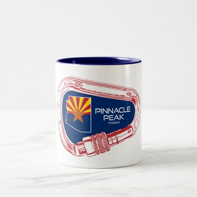 Pinnacle Peak Arizona Rock Climbing Carabiner Two-Tone Coffee Mug (Center)