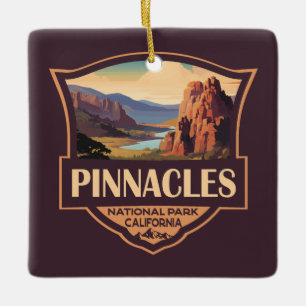 Pinnacles National Park Illustration Travel Art Ceramic Ornament