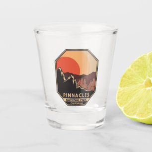 Pinnacles National Park Minimal Retro Emblem Shot Glass