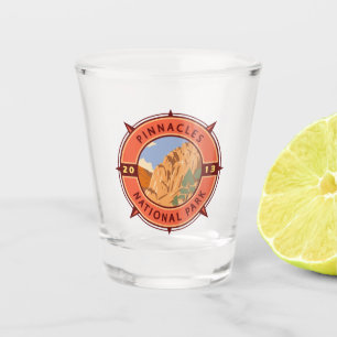Pinnacles National Park Retro Compass Emblem Shot Glass