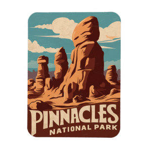 Pinnacles National Park Retro Travel Art Magnet