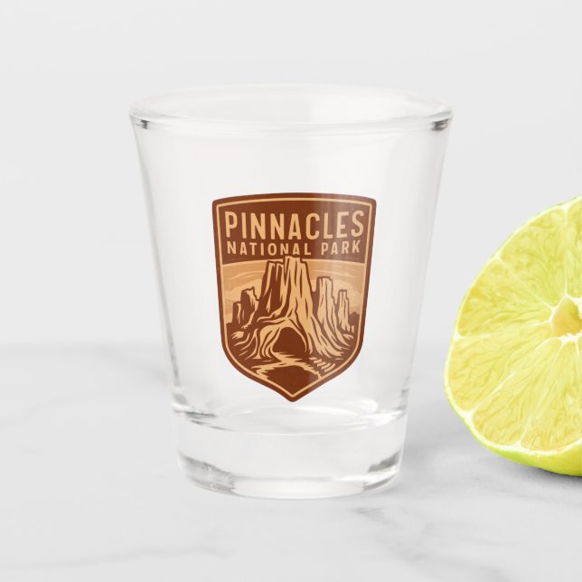 Pinnacles National Park Travel Emblem Shot Glass (Front)