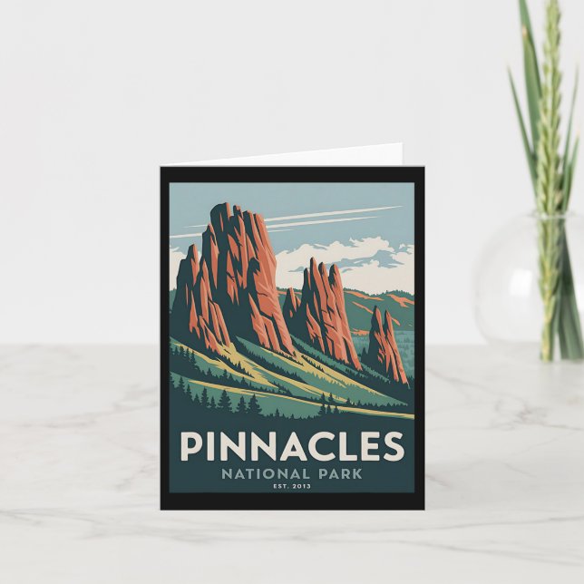 Pinnacles National Park Vintage Camping Hiking Men Card (Front)