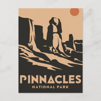 Pinnacles National Park Vintage Minimal Travel Art Holiday Postcard