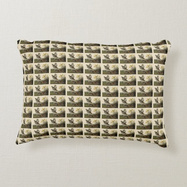 Pinnated Grouse (Grous) Audubon's Birds of America Decorative Cushion (Back)