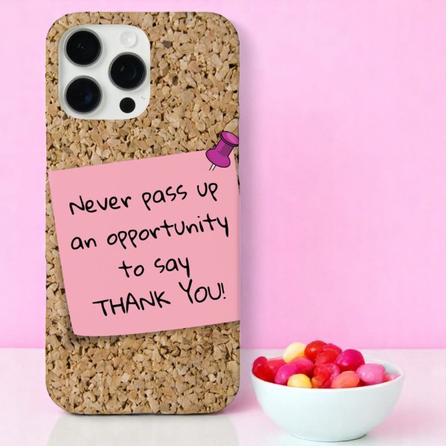 Pinned Pink Note Template Message Cork Board Case-Mate iPhone Case (Phone case template text)