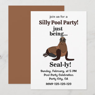 Pinnipeds Seal Funny Pool Party Invitation