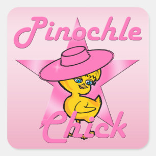 Pinochle Chick #8 Square Sticker