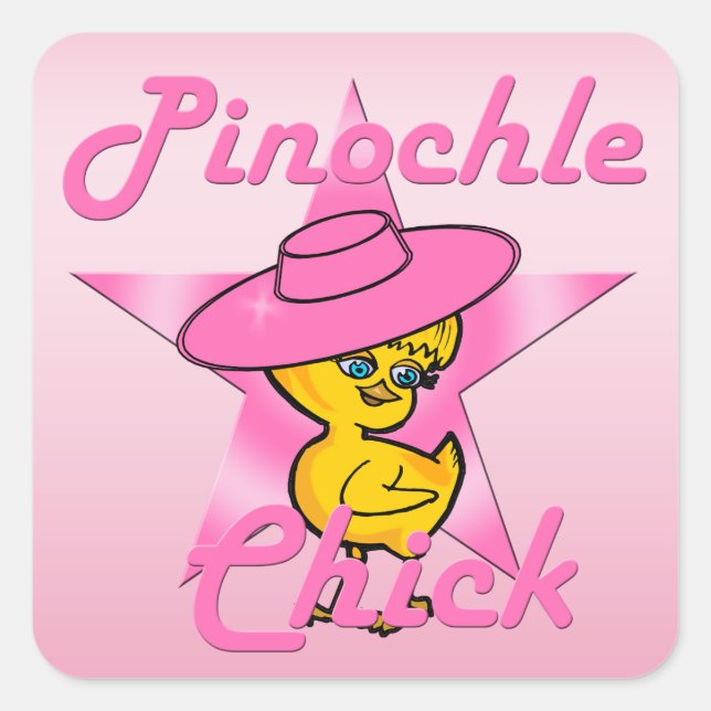 Pinochle Chick #8 Square Sticker (Front)