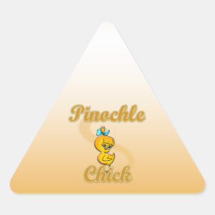 Pinochle Chick Triangle Sticker