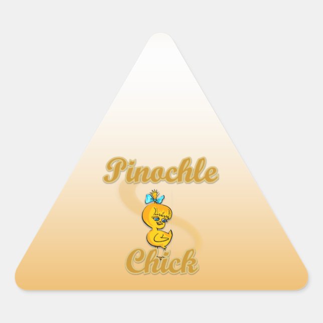 Pinochle Chick Triangle Sticker (Front)