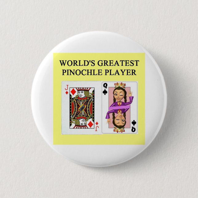 pinochle game player 6 cm round badge (Front)