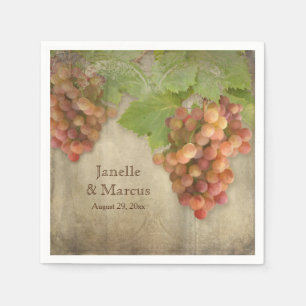 Pinot Grigio Vintage Winery Weathered Wood Wedding Napkin
