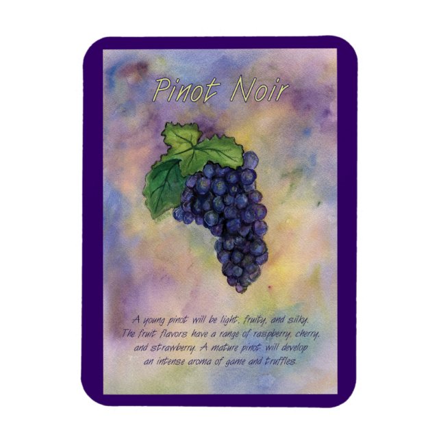 Pinot Noir Wine Grapes Painting Art Magnet (Vertical)