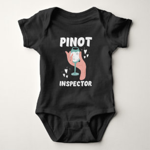 Pinot Wine Inspector Funny Alcohol Drinking Baby Bodysuit