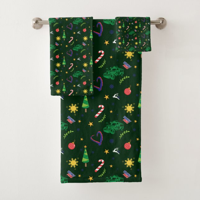 Pinoy Ako Filipino Christmas Pattern Bath Towel Set (Insitu)