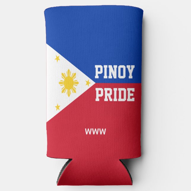 PINOY PRIDE Monogram Philippines Filipino Flag Seltzer Can Cooler (Front)