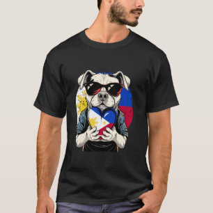 Pinoy Roots Dog Heart Philippines Flag Filipino Pr T-Shirt