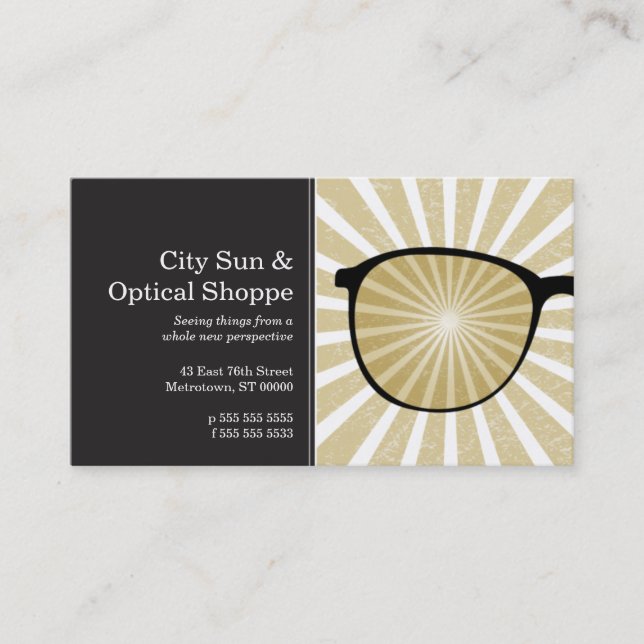 Pinpoint Grungy Rays Glasses Business Card (Front)