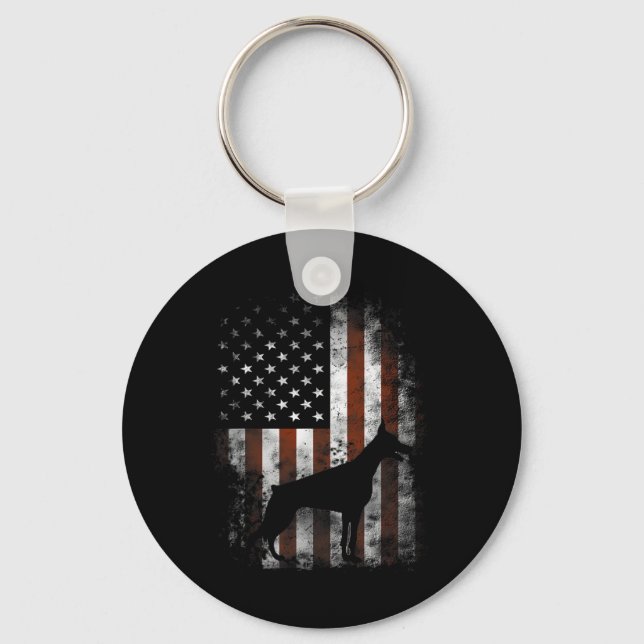 Pinscher American Flag Patriotic Gifts  Key Ring (Front)