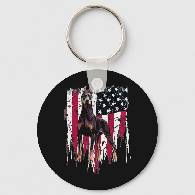 Pinscher American Flag Usa Awesome  Key Ring (Front)
