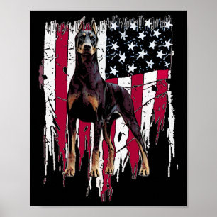 Pinscher American Flag Usa Awesome  Poster