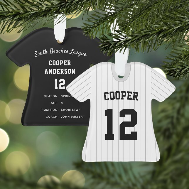 Pinstripe Baseball Jersey Player Stats Ornament (Creator Uploaded)