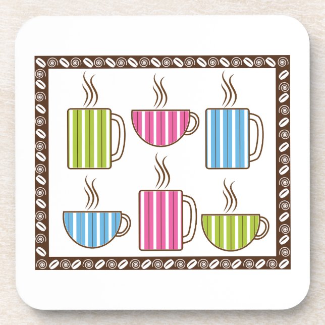 Pinstripe Coffee Cups Coaster (Front)