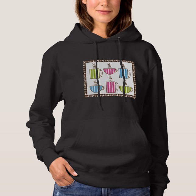 Pinstripe Coffee Cups Hoodie (Front)