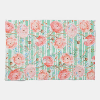 Pinstripe Floral Pattern Kitchen Towel