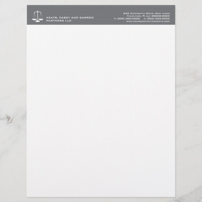 Pinstripe Law Scales Attorney Letterhead Design (Front)