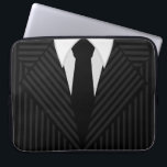 Pinstripe Suit and Tie Cool 15 Inch Laptop Sleeves<br><div class="desc">© Sunny Mars Designs - Pinstripe Suit: Black and Grey Laptop Sleeves - Cool custom laptop sleeves with a masculine man's business black and grey pin stripe suit, a black tie and buttons. Perfect for business men and women, people into men's fashion or any professional looking for something cool or...</div>