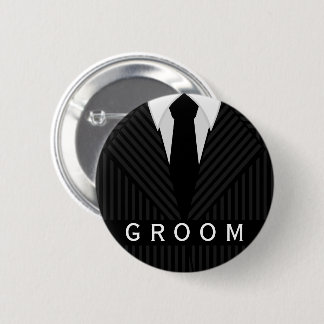 Pinstripe Suit Bachelor Party Groom Round Badges