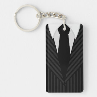 Pinstripe Suit Tie Rectangular One-Sided Keyrings