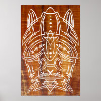Pinstriped Shrunken Head Tiki Poster