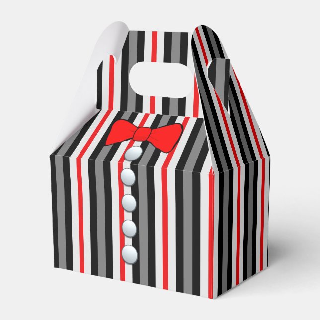 Pinstripes And A Red Bow Tie Favour Box (Front Side)