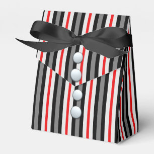 Pinstripes And A Red Bow Tie Favour Box