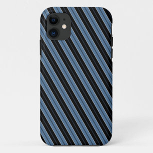 Pinstripes blue black white diagonal stripes Case-Mate iPhone case