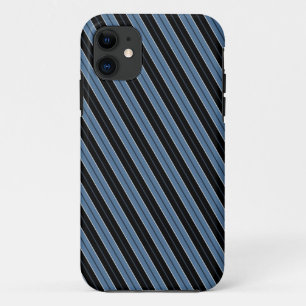 Pinstripes blue black white diagonal stripes Case-Mate iPhone case